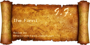 Ihm Fanni névjegykártya